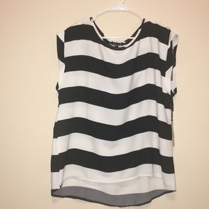 Black and White Striped Blouse with Back Detail